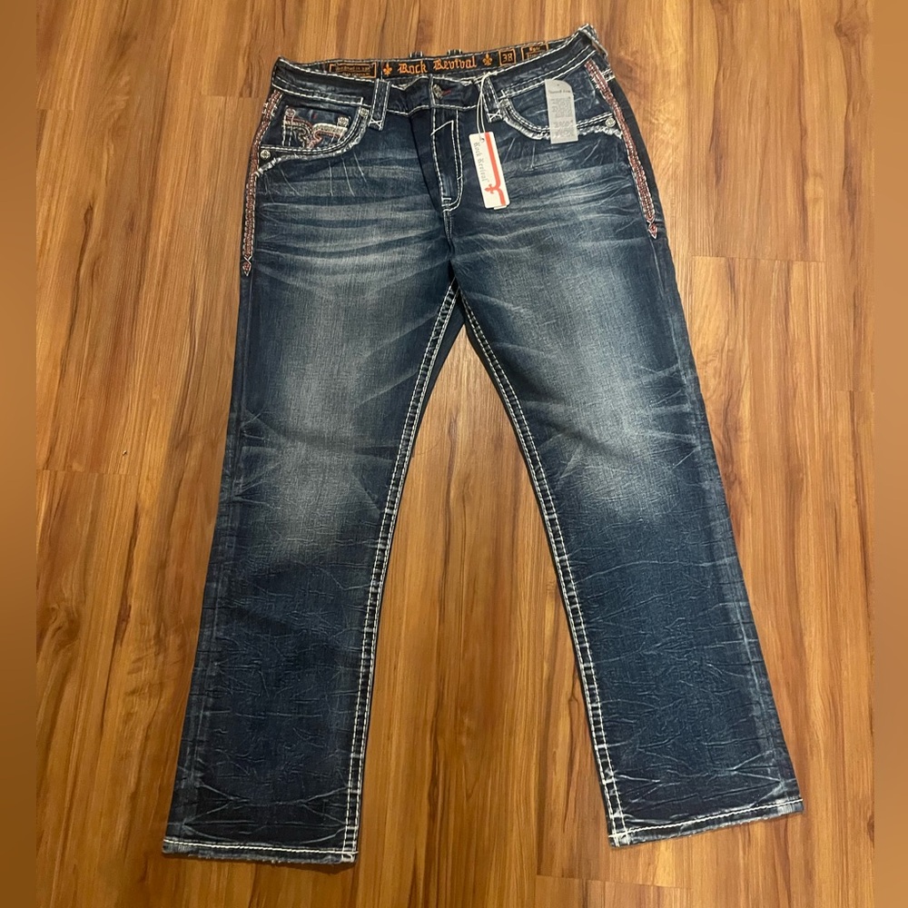 Rock Revival Dark Blue Relaxed Jeans